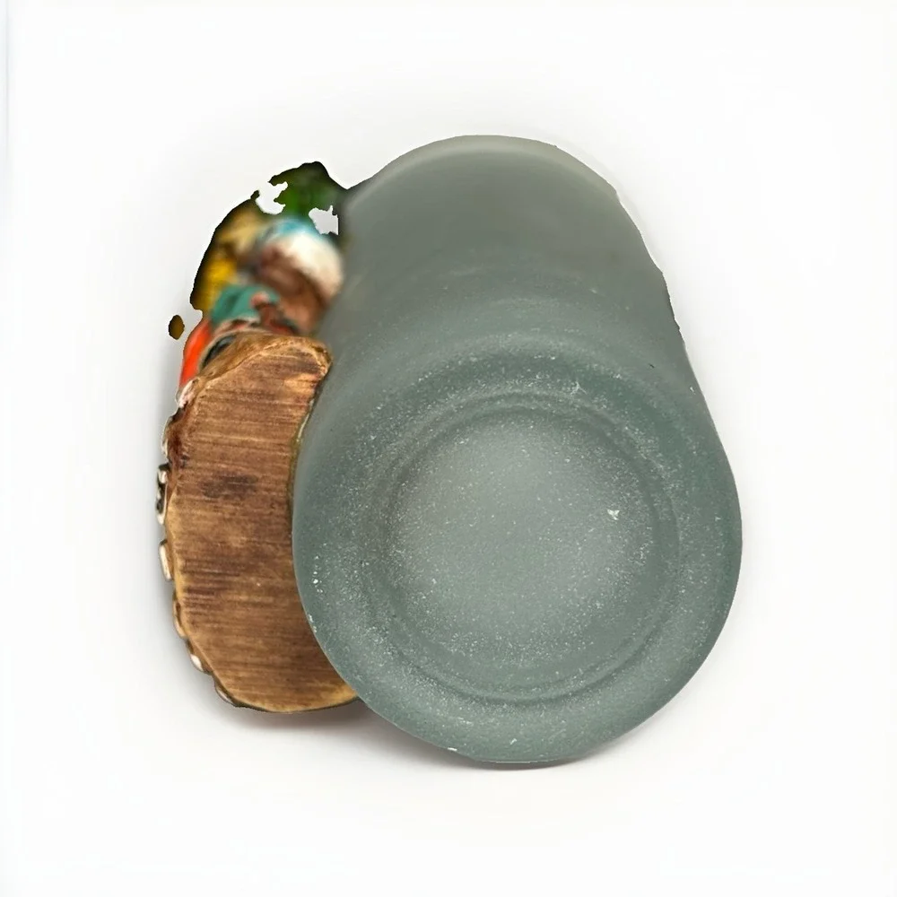 Cozumel Mexico Souvenir Shot Glass Frosted 3D Sombrero Palm Tree Hand Painted